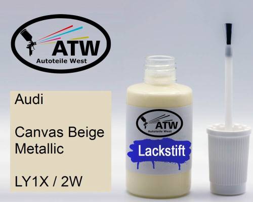 Audi, Canvas Beige Metallic, LY1X / 2W: 20ml Lackstift, von ATW Autoteile West.